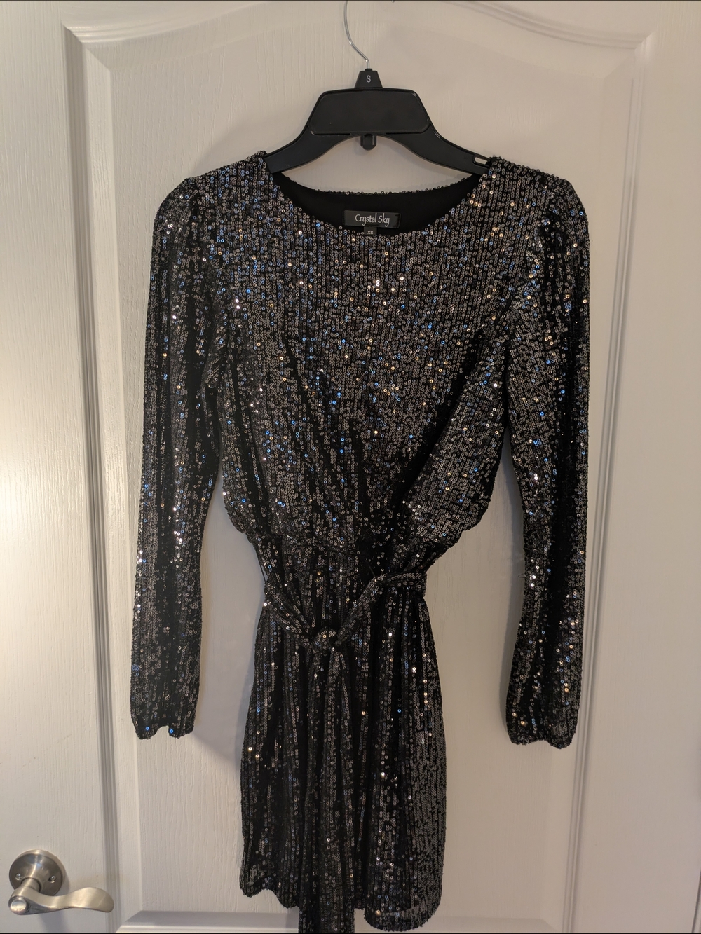 Crystal Sky Black Sequin Long Sleeve Dress